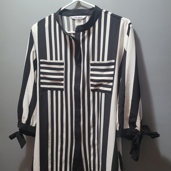 Nygard Black and White Striped Shirt L - Picture 2 of 8
